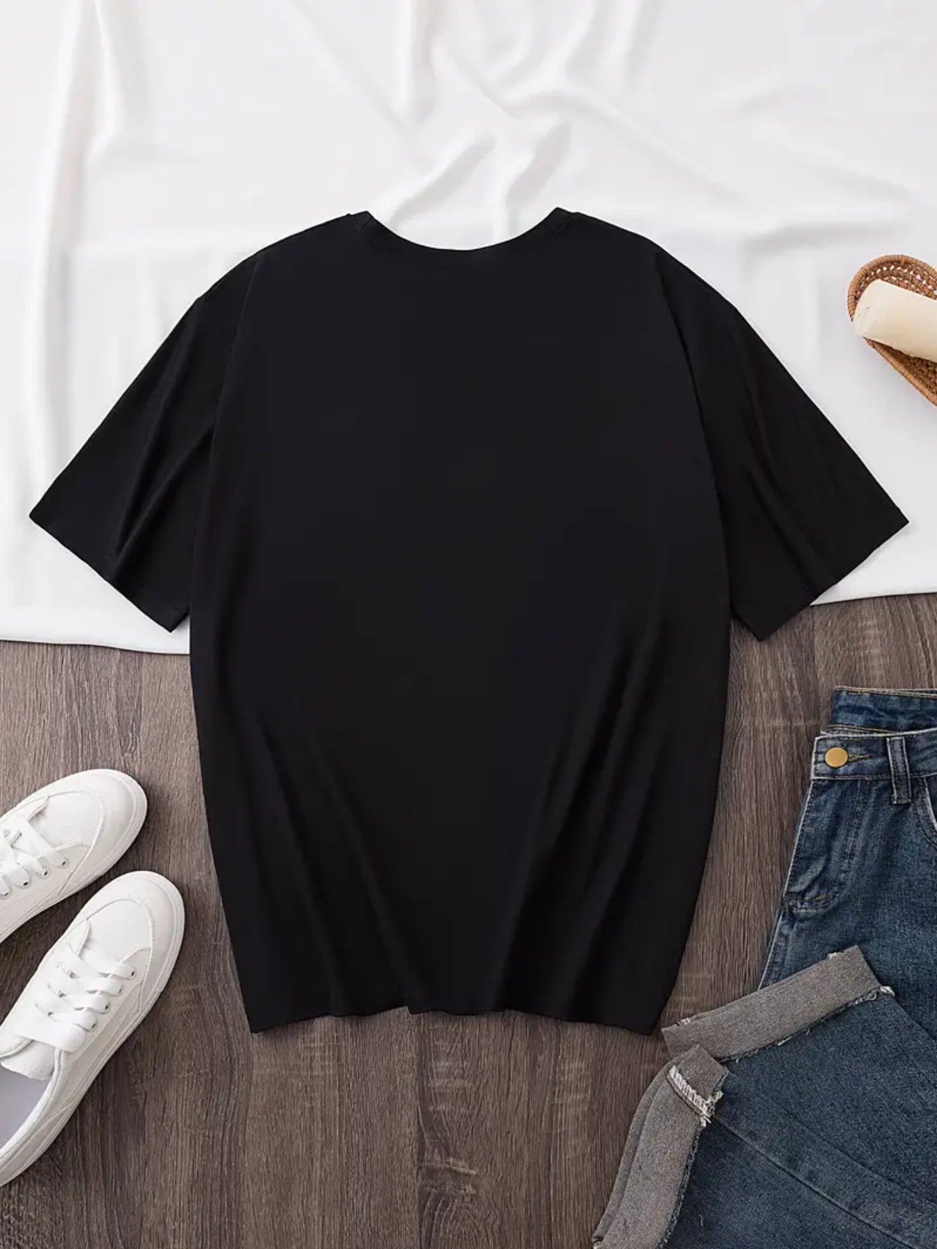 Women's Black Casual T-Shirt - Lightweight Breathable Everyday Top for Women, Machine Washable Round Neck Shirt for Everyday & Formal Events, All-Season Comfort Fit Blouse, Ladies T Shirts