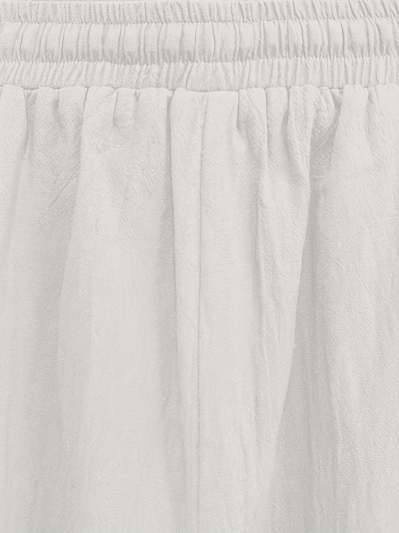 Women's Plus Size Casual Harem Pants - Solid Color White, Drawstring Waist, Knee-Length, Lightweight Polyester Blend, Spring/Summer/Fall Wear, Spring Summer Harem | Classic Harem Style | Lightweight Fabric