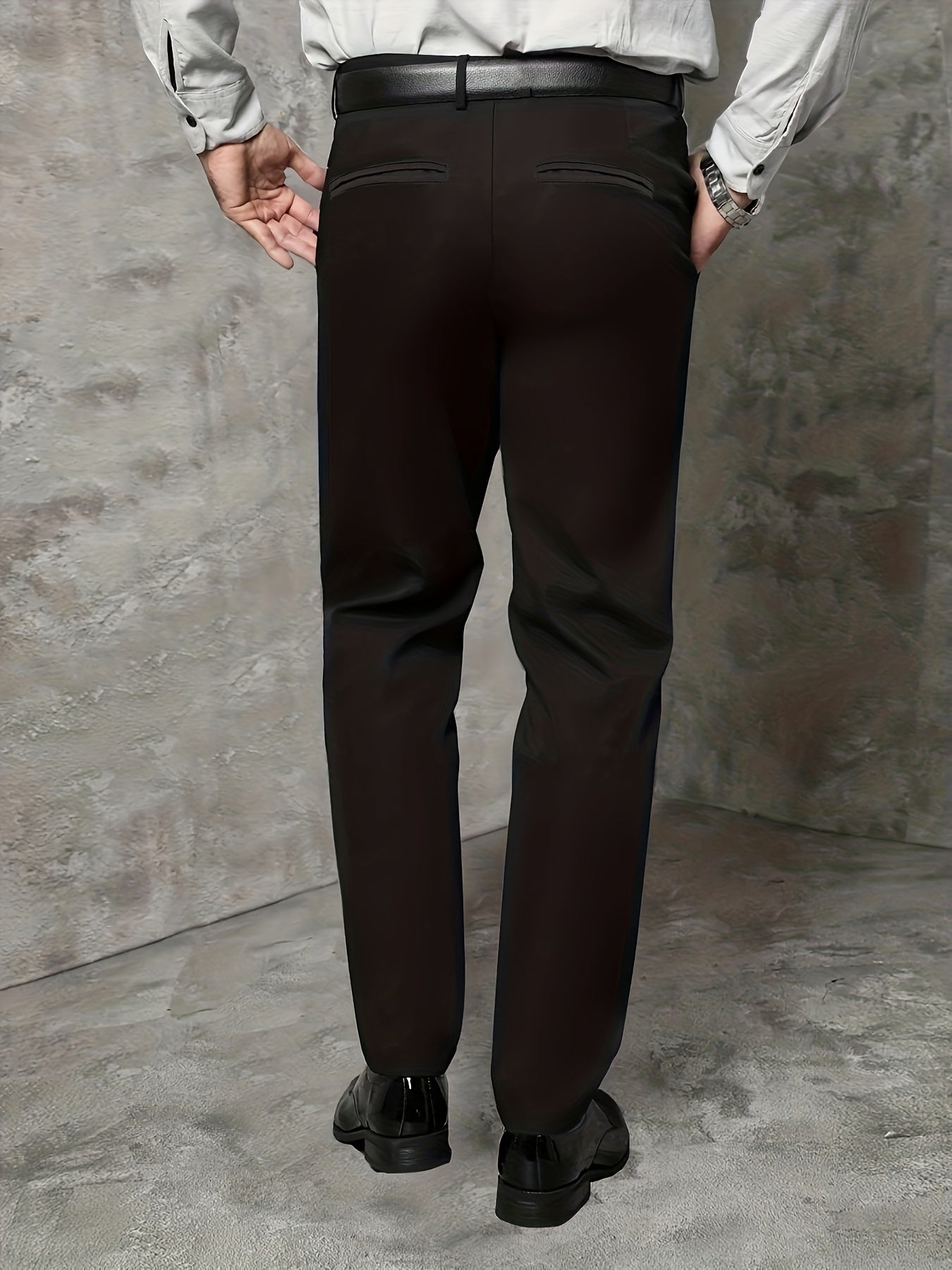 Plus Size Men's Suit Trousers, Classic Solid Pants For Casual Business