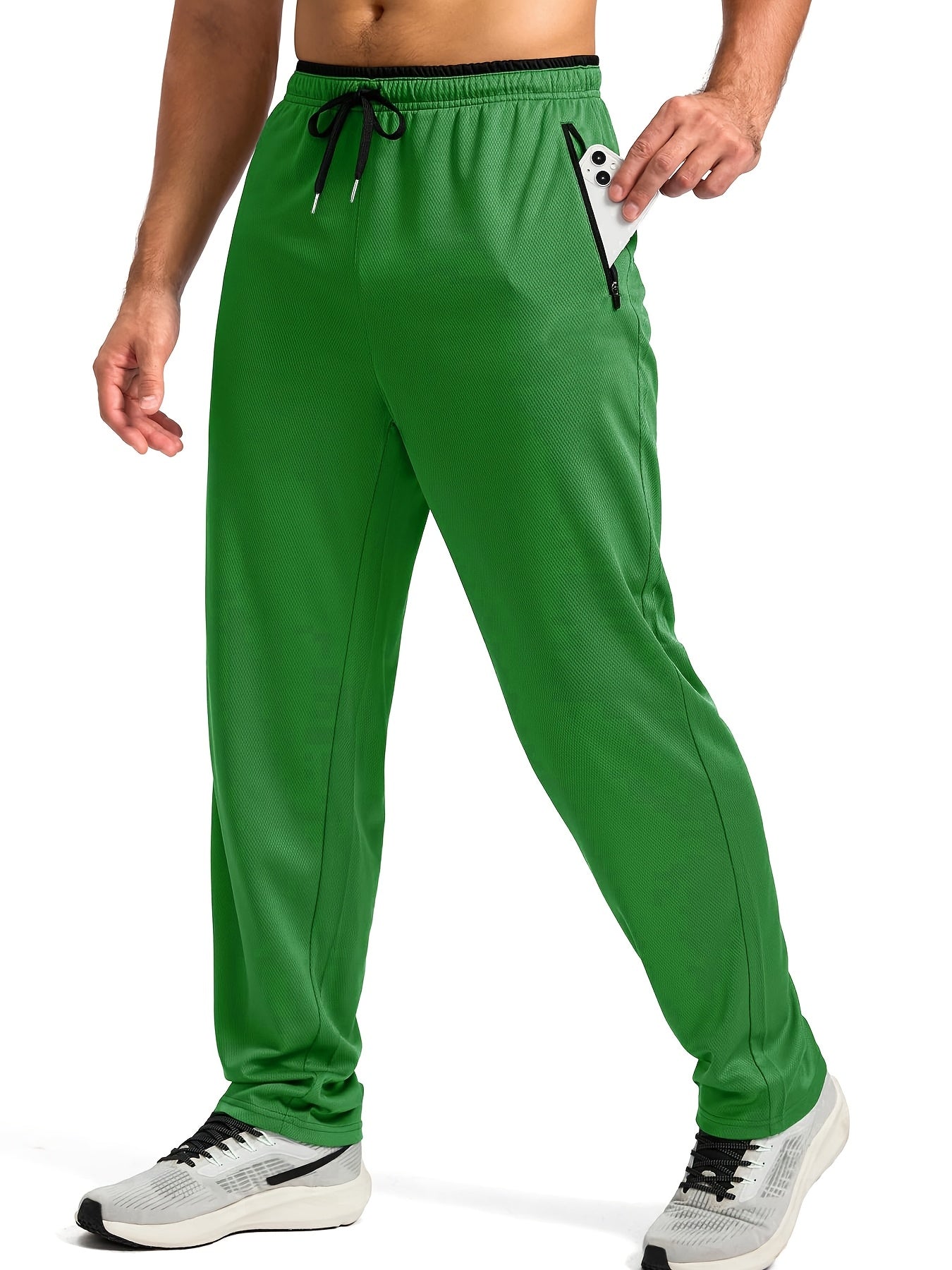Men's Sports Pants With Drawstring And Zippered Pockets, Lightweight And Breathable Bottoms For Running/Casual Wear