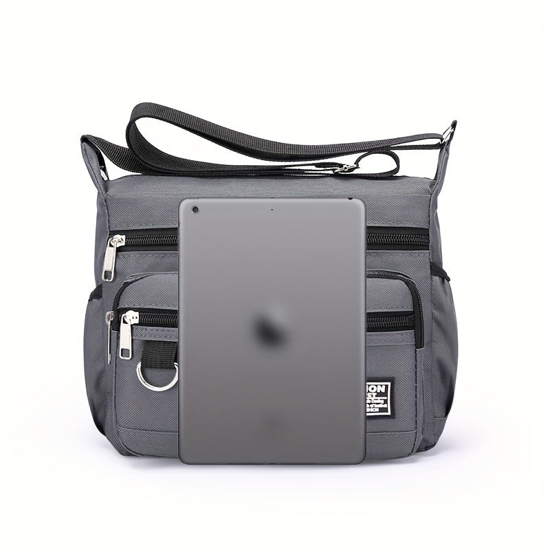 Multi-Pocket Crossbody Shoulder Bag, Casual Travel Office Messenger Bag, Durable, Multiple Compartments