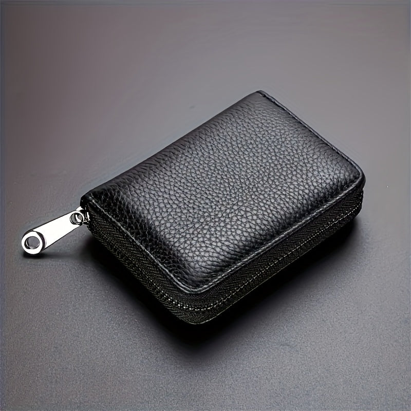 1pc Men'S Casual Faux Leather Wallet & Business Card Case, Black, Universal, PU Material, Smooth, Durable, Multi-Purpose, Large Capacity, with Multi-Card Slot, ID Card Bag, Zipper Pocket, Stylish, Safe, Anti-Degaussing, for D
