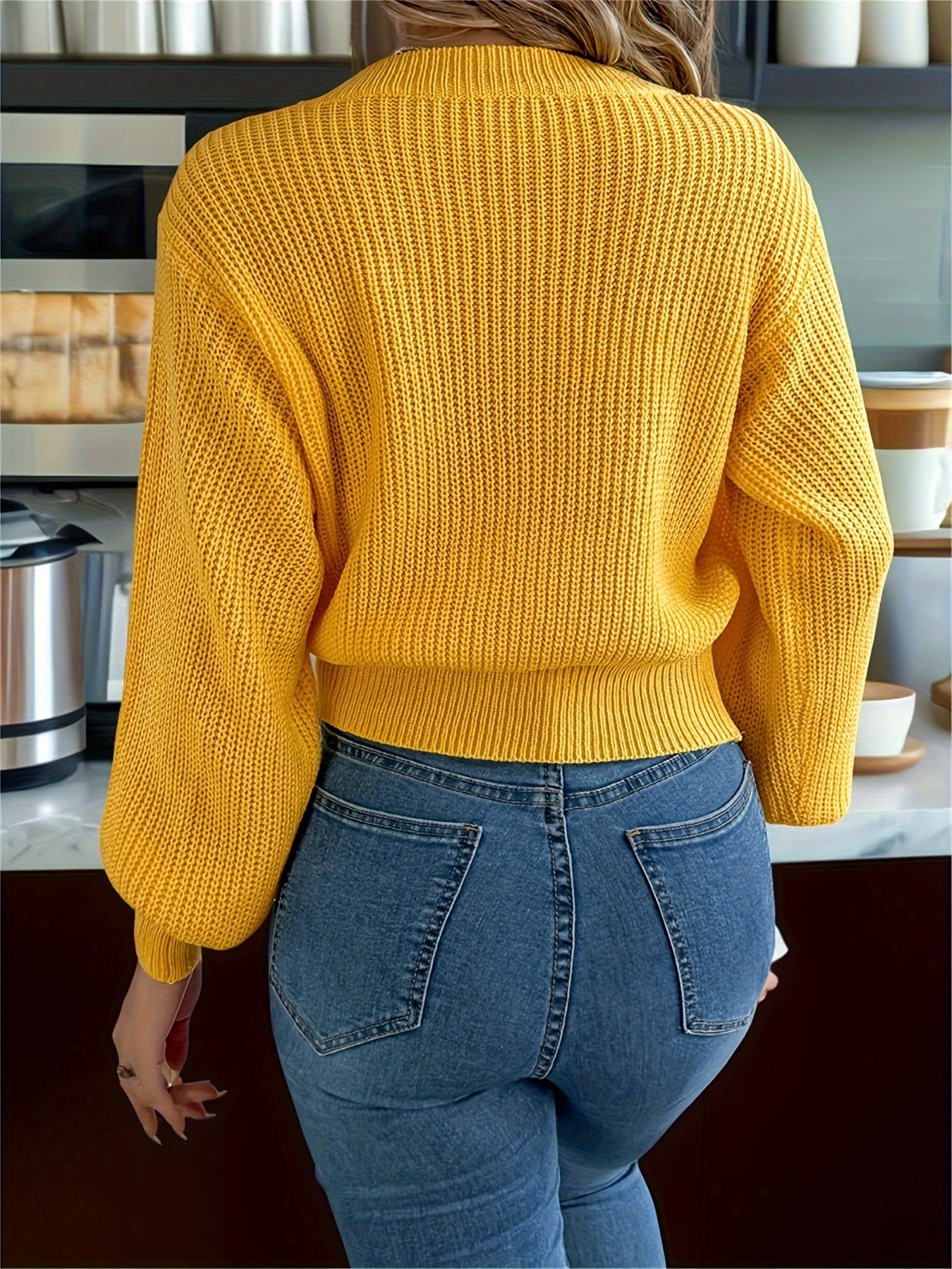 Elegant Cable Knit Sweater for Women - Casual Long Sleeve, Round Neck Pullover in Solid Color, Perfect for Fall/Winter