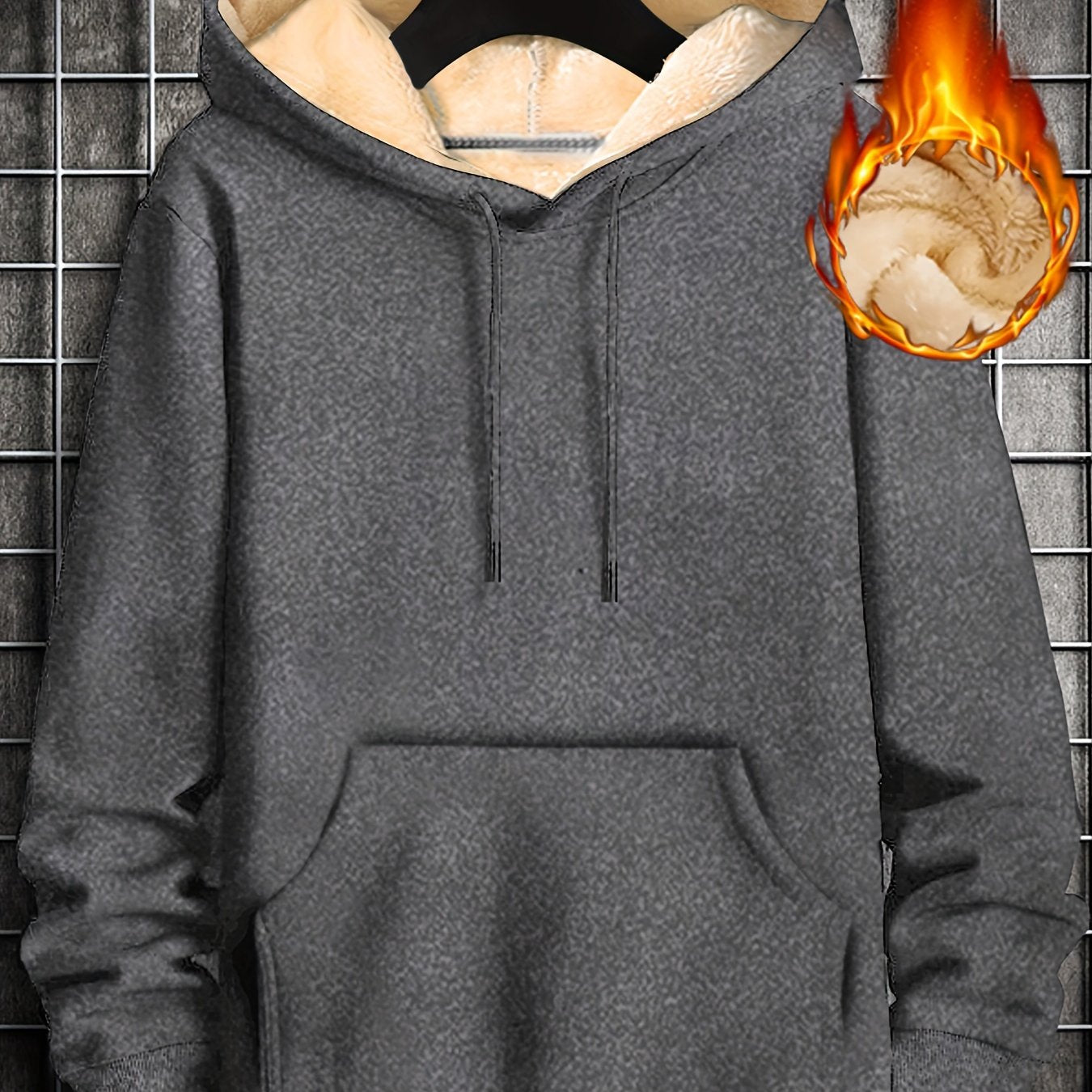 Men's Fleece-lined Cozy Hooded Sweatshirt With Drawstring And Kangaroo Pocket, Men's Hoodie For Winter Outdoor