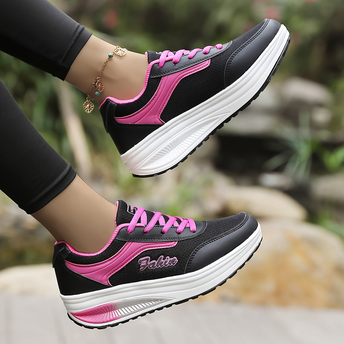 Women's Breathable Mesh Platform Sneakers, Casual Lace Up Outdoor Shoes, Comfortable Low Top Shoes Plus Size