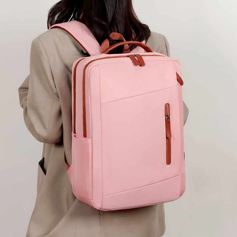 Stylish Lightweight Laptop Backpack - Adjustable Shoulder Straps, Multiple Compartments, USB Charging Port, Perfect for Commuting, School, Travel Business, Casual Style, Polyester Lining, Secure Zipper Closure, Laptop Carry
