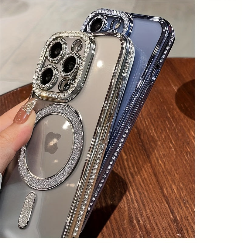 Նոր ոճի Magnetic բջջային հեռախոսի պատյան Rhinestones-ի համար iPhone 16 15 14 13 12 11 Plus Pro Max-ի համար