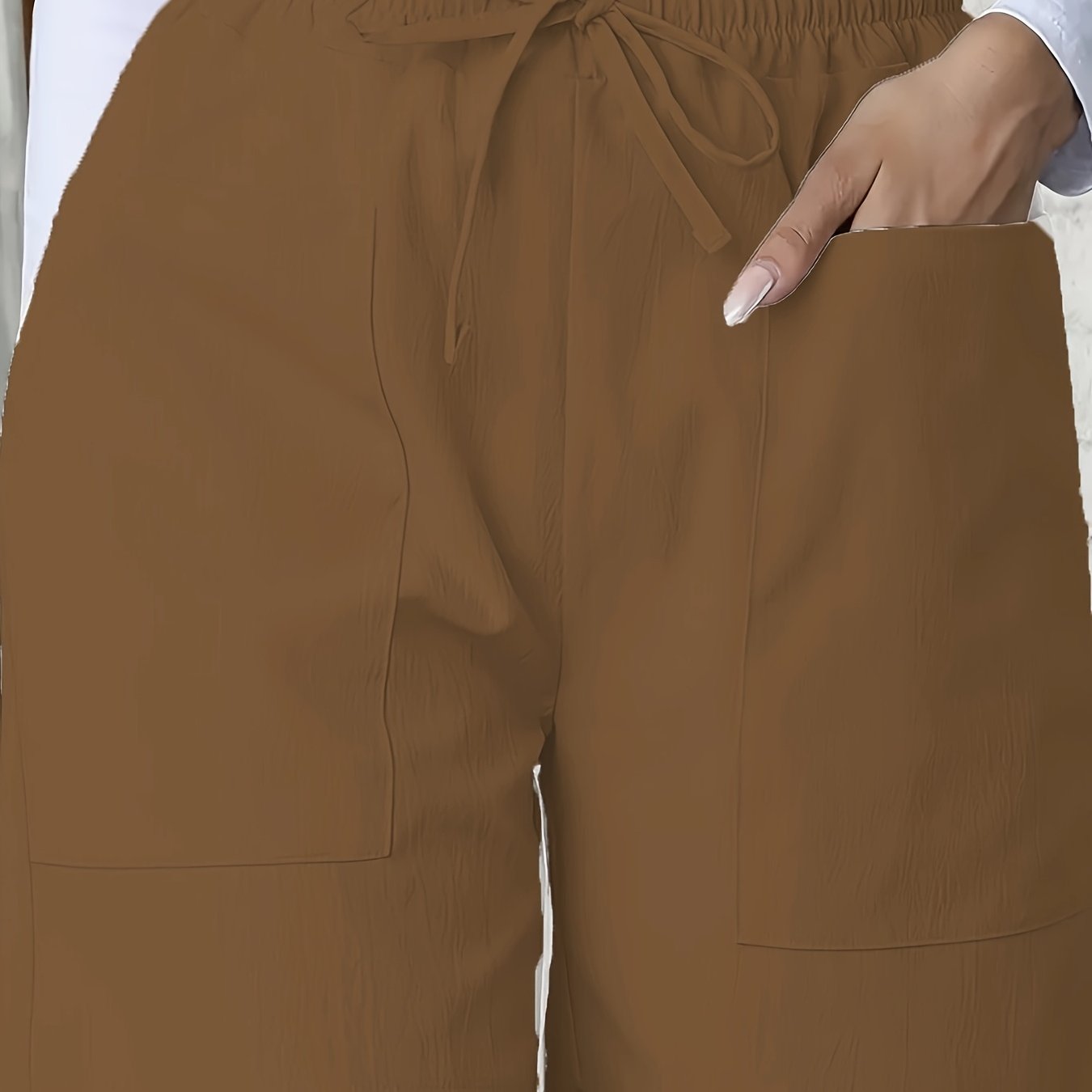 Women'S Vacation Elegant Casual Solid Color Polyester Short Pants, Regular Contour, Non-Stretch, with Pocket, for Spring, Summer, Fall
