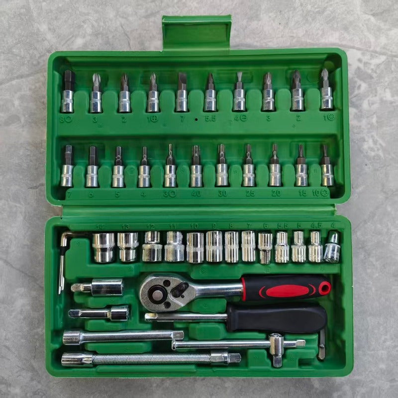 Repair Wrench Set, Ratchet Wrench Set, Socket Wrench Set, Designed for Various Environments Including Automotive Repair and Home Decoration, with Storage Box. 27-GJX