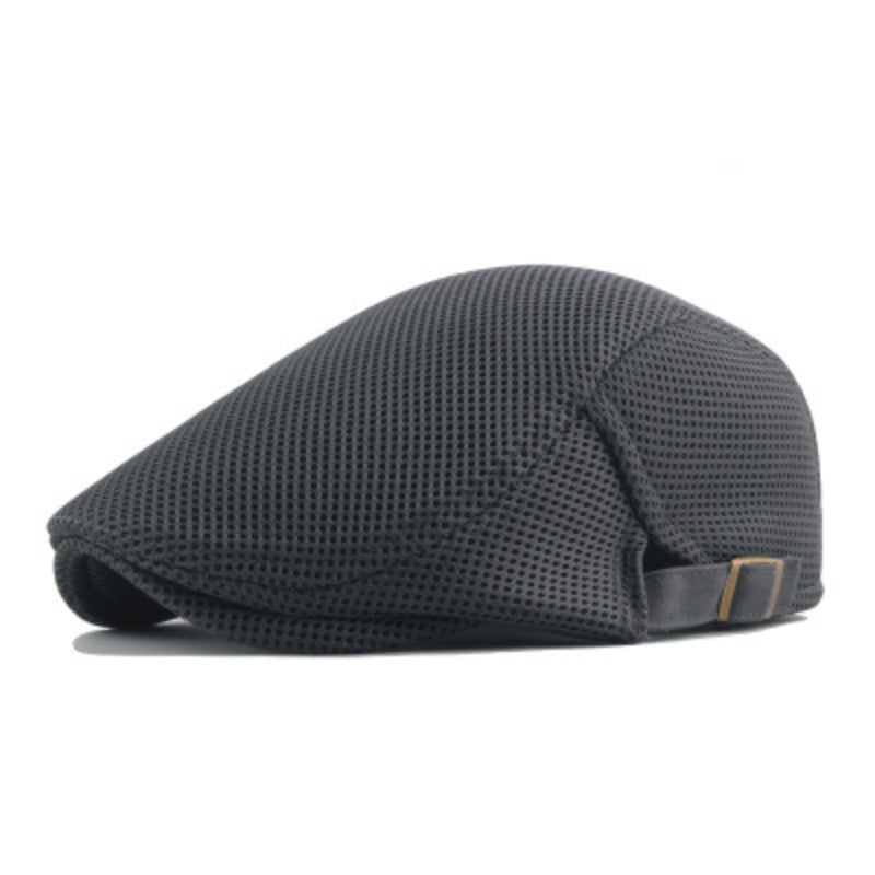 Summer Men News Breathable Cap Hat Mesh Cabbie Golf Driving Sun Flat Beret Black White Gray Beige Hats Caps Visors