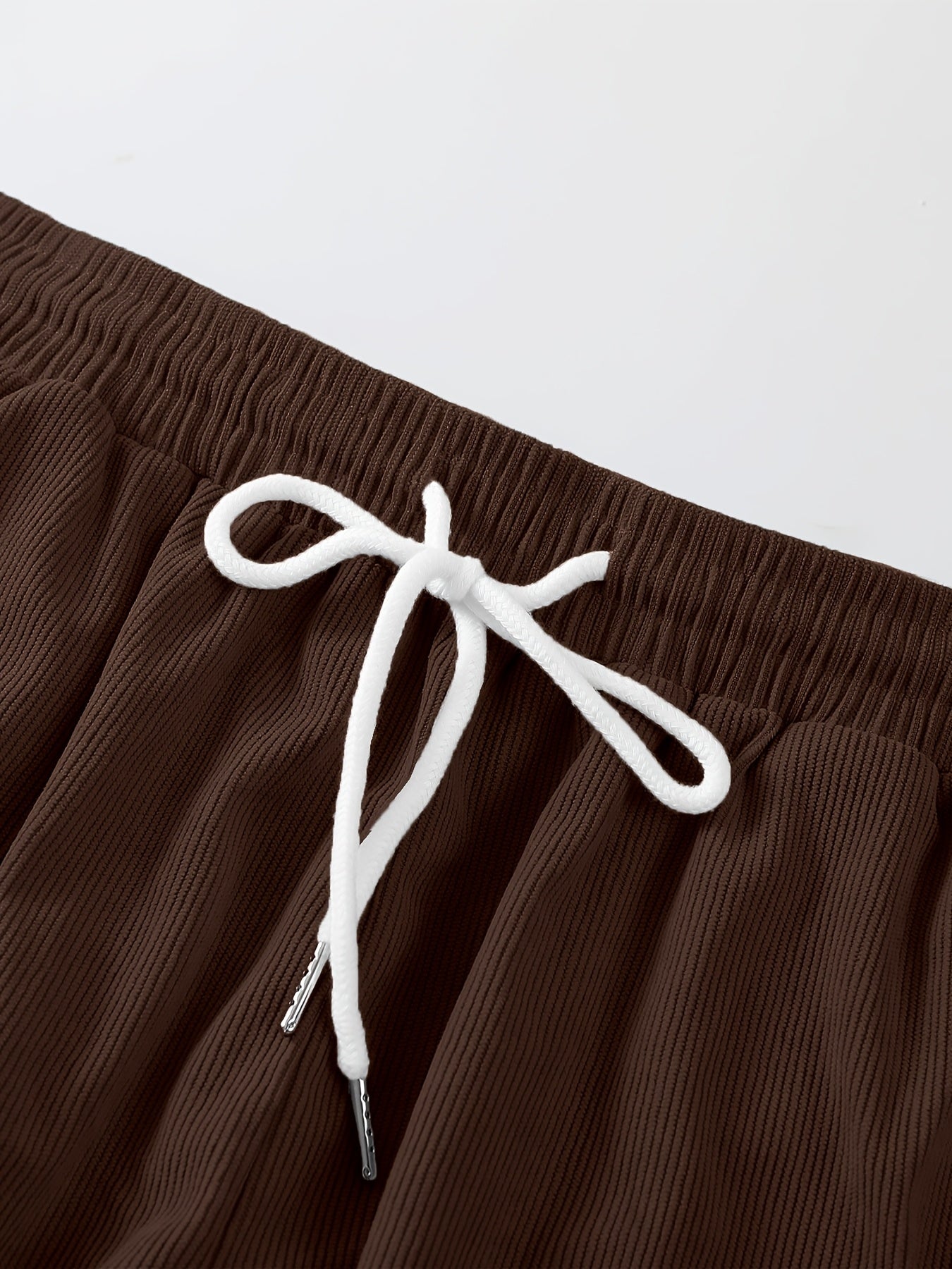 Men's Casual Corduroy Shorts with Drawstring Waist, Side Pockets, and "California" Print - Black, Polyester, All-Season Wear for Outdoor Activities