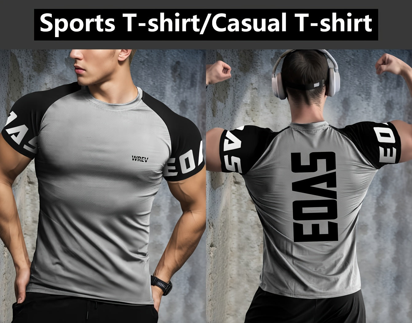 Men's Quick-Dry Breathable Mesh Sports T-Shirt - Summer Gym Workout Top with Contrast Black White Sleeves for Man Letter Print, Slim Fit for Running Training Casual Wear, Breathable Running Gear Sporty Casual Tee Mesh
