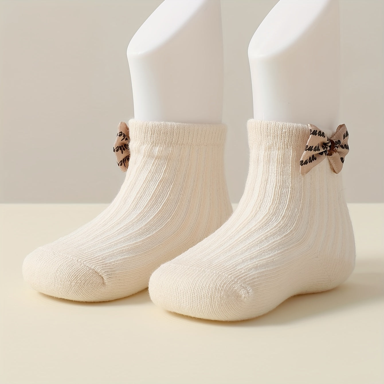 6pcs Princess Bow Ankle Socks for Youngsters and Girls - Cute 3D Bow Decor, Soft Knit, All-Season Wear, Polyester and Elastane Blend, Hand Wash Only, Allseason Footwear|Fashionable Ankle Socks|Polyester Elastane Blend