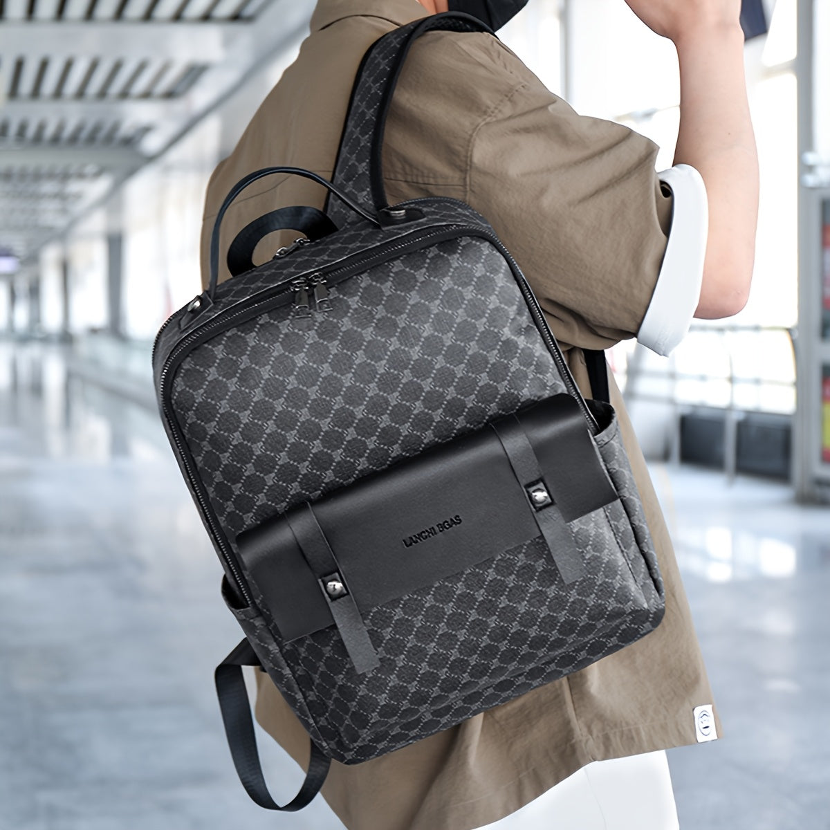 Men's Business Casual Commuter Backpack - Multi-Pocket Convertible Shoulder Bag with Suitcase Attachment, Sleek Minimalist Design for Work Travel Daily Use, Travel Bag