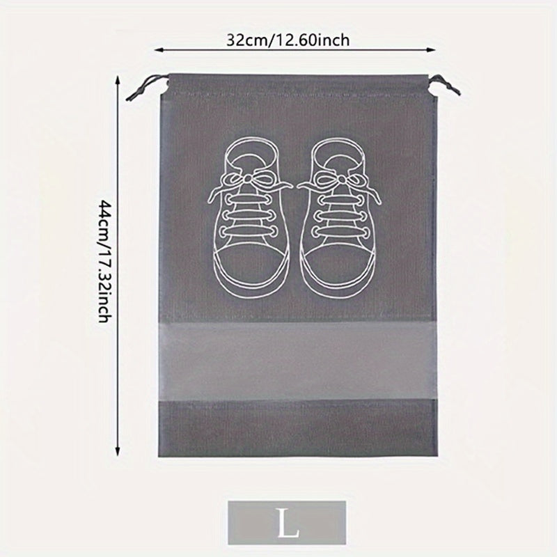 5pcs Grey Dustproof Shoe Bags with Drawstring - Perfect for Travel, Bedroom & Dorm Organization, Ideal Back to School Essentials