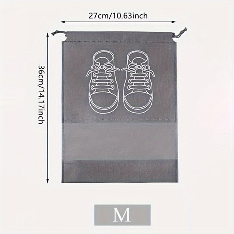 5pcs Grey Dustproof Shoe Bags with Drawstring - Perfect for Travel, Bedroom & Dorm Organization, Ideal Back to School Essentials