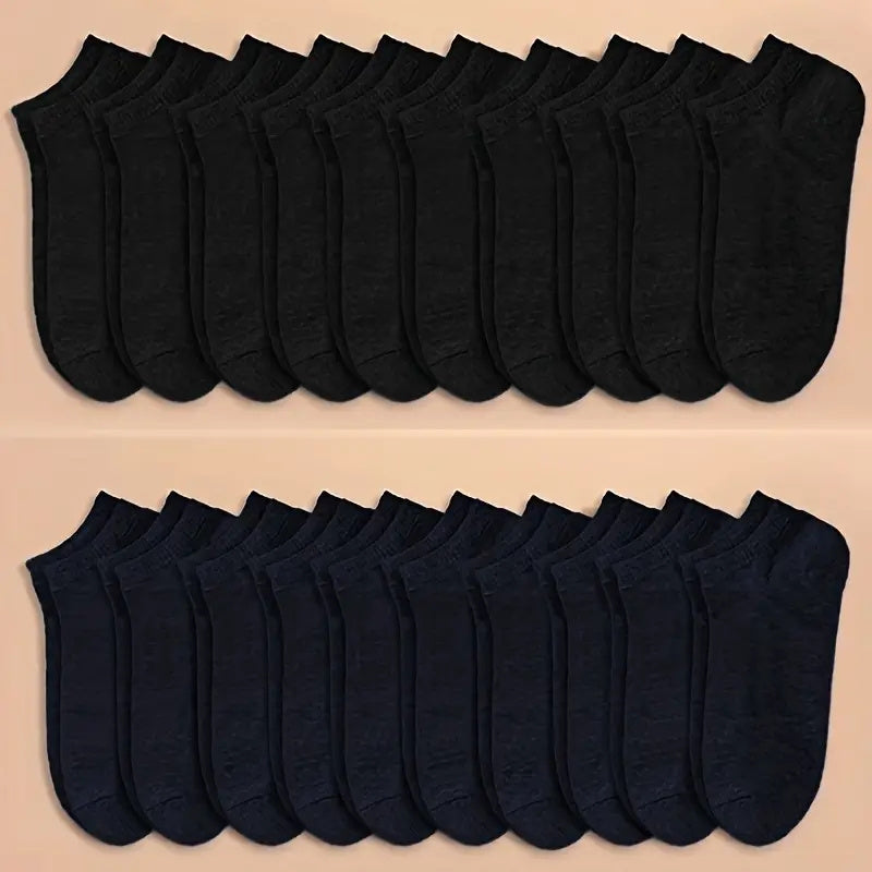 10/20/40 Pairs Of Men's Simple Solid Liner Anklets Socks, Comfy Breathable Soft Sweat Absorbent Socks For Men's Outdoor Wearing
