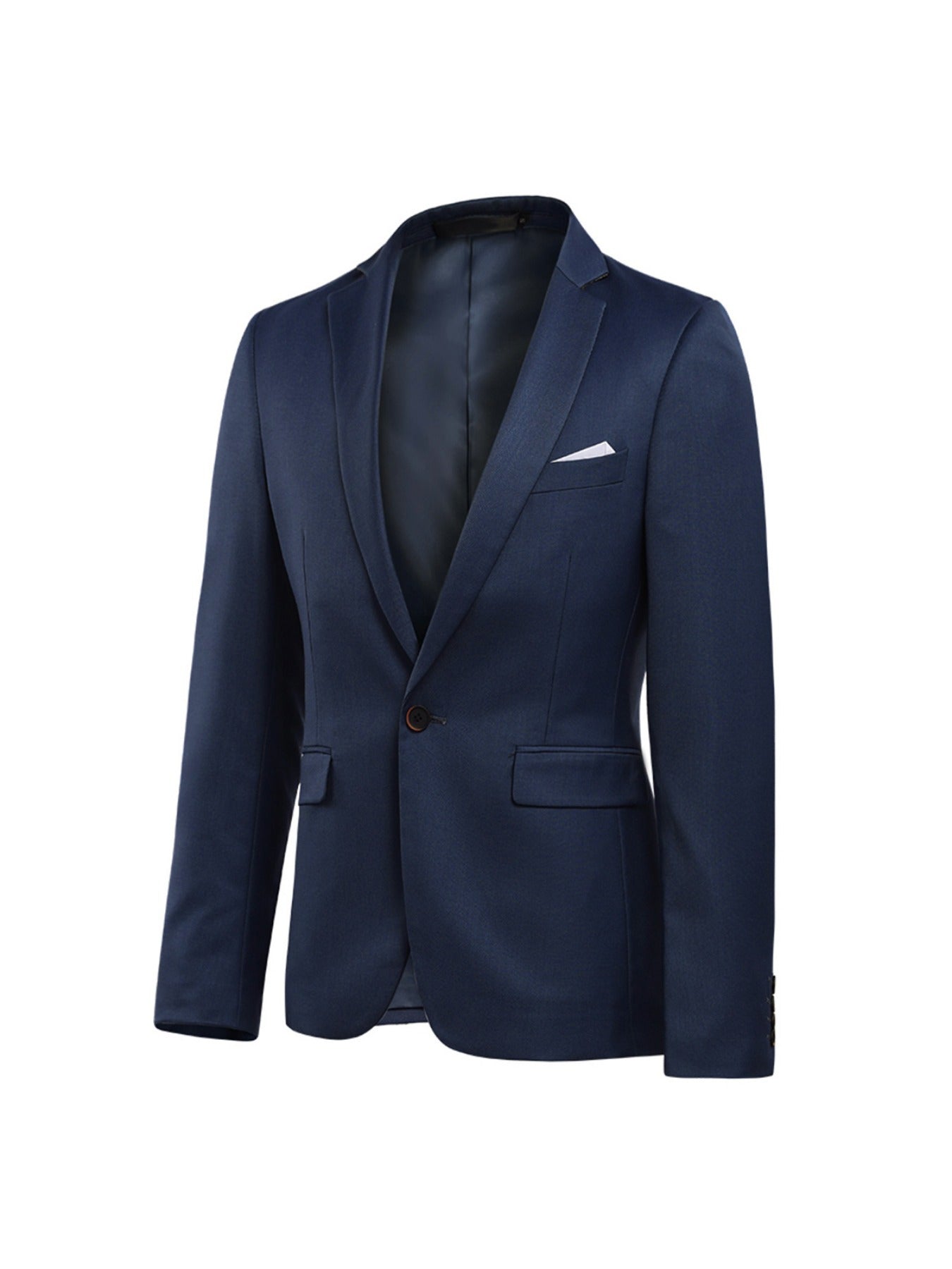 3pcs Men's Formal Suit Set, Men's Formal One Button Lapel Suit Jacket + Classic Matching Vest + Pants, Wedding Banquet & Business Occasion