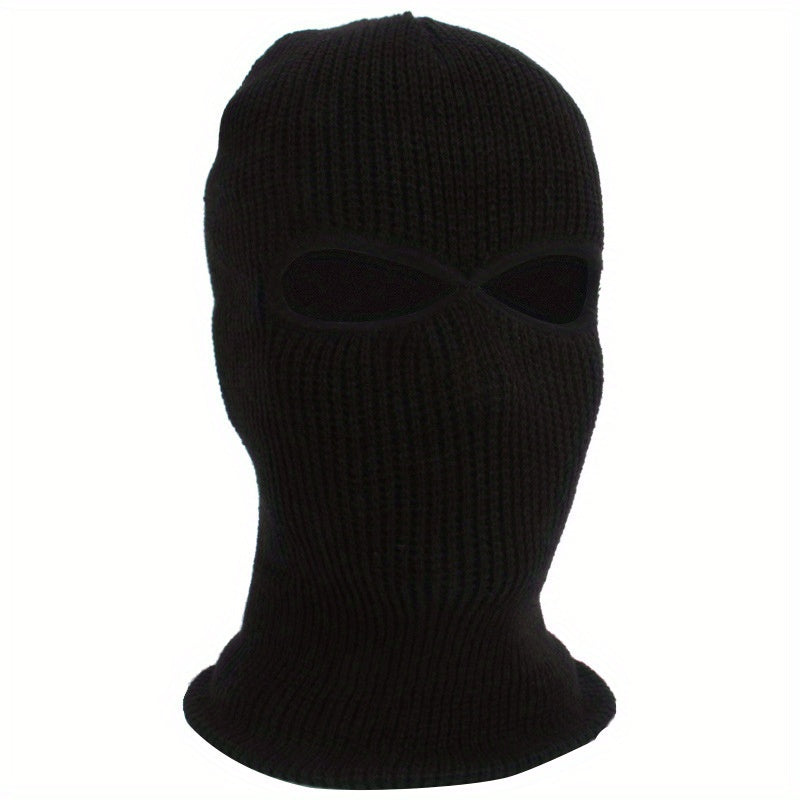 Men's Fleece-Lined Winter Balaclava - Windproof, Thermal Ski Mask with Dual Holes for Outdoor Sports