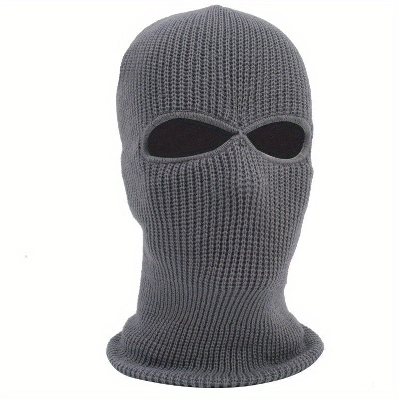 Men's Fleece-Lined Winter Balaclava - Windproof, Thermal Ski Mask with Dual Holes for Outdoor Sports