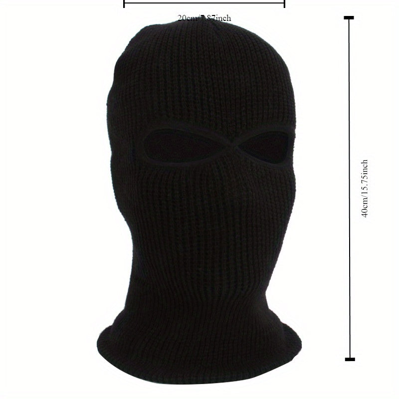 Men's Fleece-Lined Winter Balaclava - Windproof, Thermal Ski Mask with Dual Holes for Outdoor Sports