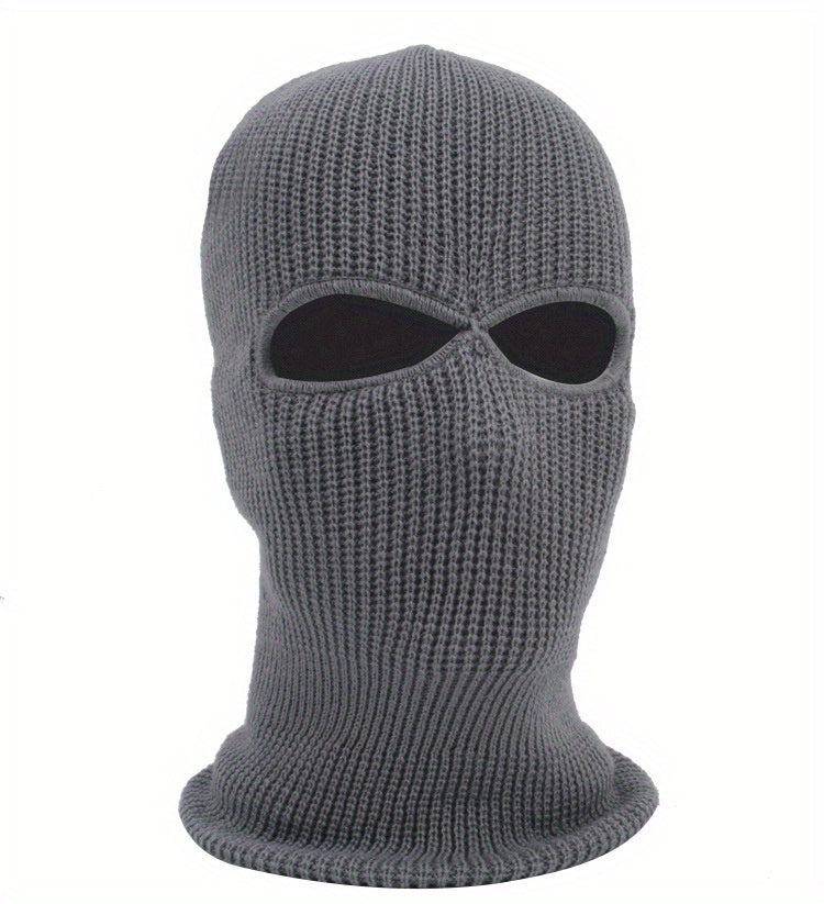 Men's Fleece-Lined Winter Balaclava - Windproof, Thermal Ski Mask with Dual Holes for Outdoor Sports