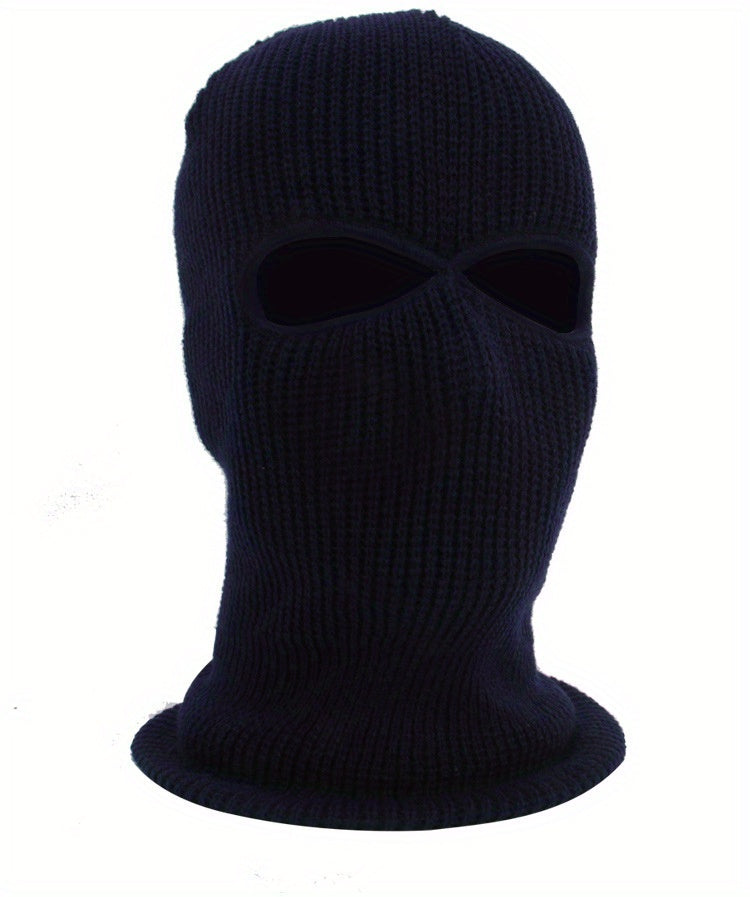 Men's Fleece-Lined Winter Balaclava - Windproof, Thermal Ski Mask with Dual Holes for Outdoor Sports