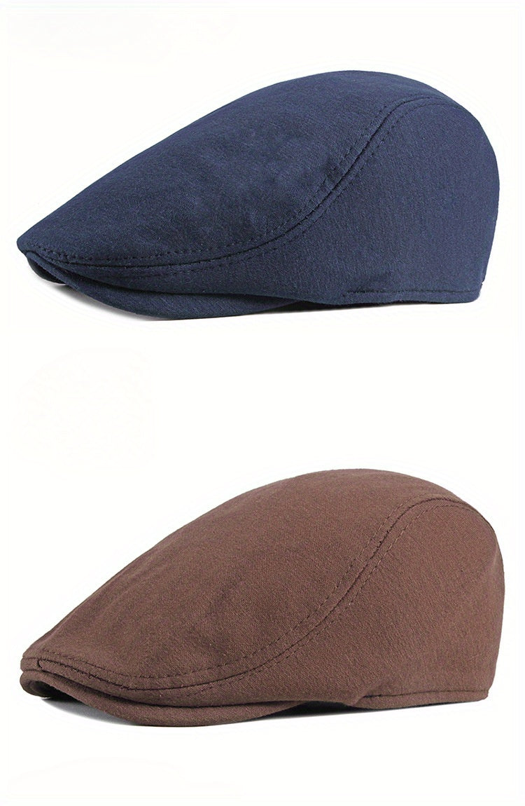 Retro, Men's Gatsby Newsboy Cap - Fashionable Polyester Flat Hat for Driving, Taxi & Hunting