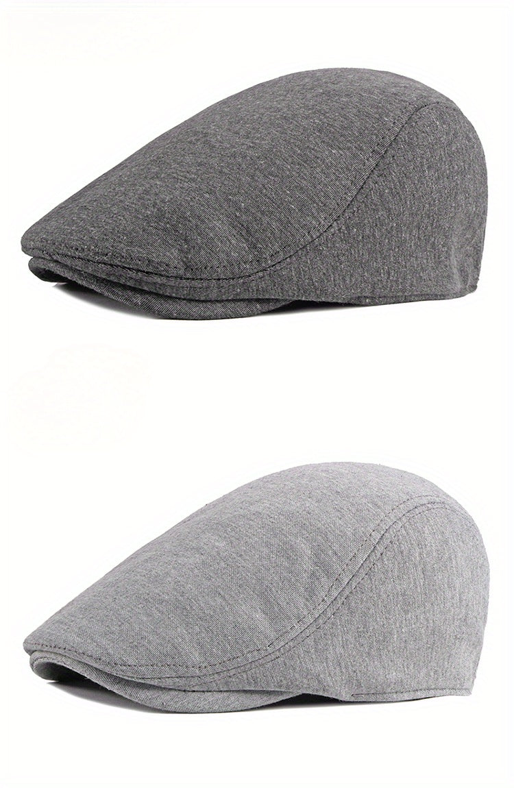 Retro, Men's Gatsby Newsboy Cap - Fashionable Polyester Flat Hat for Driving, Taxi & Hunting