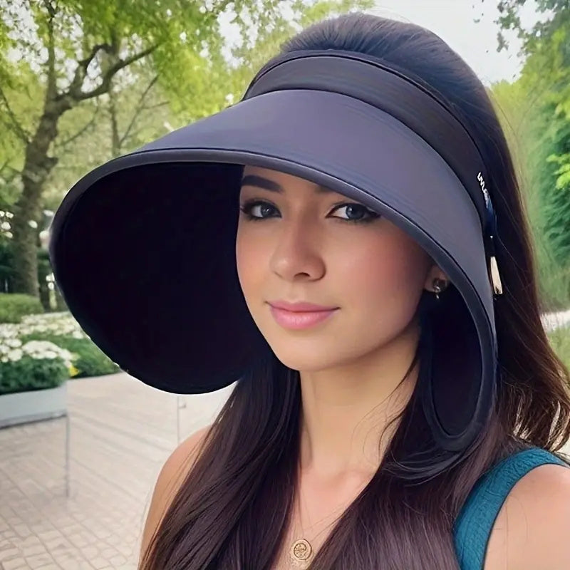 1pc Ice Sliky Fiber Fiber Sun Hat, Breathable Polyester Sun Hat with Large Brim, UV Protection, Woven Craftsmanship, Hand Wash Only