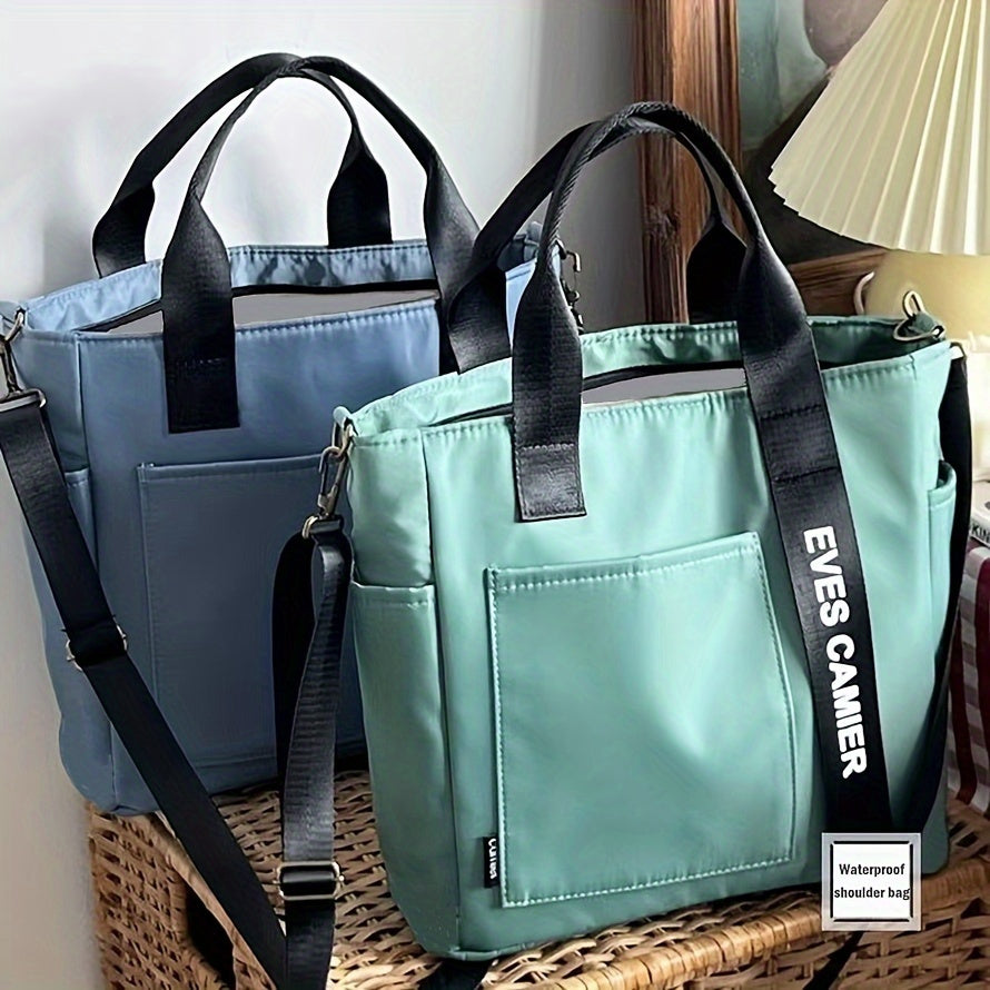 Multi-Pocket Tote Bag, Crossbody Travel And Work Shoulder Bag, Portable And Durable With Adjustable Strap For School And Daily Use