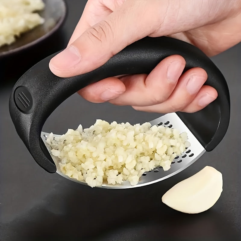 Stainless Steel Garlic Press Rocker - Uncharged Manual Garlic Mincer Crusher Chopper Masher for Kitchen, College Dorm Essentials
