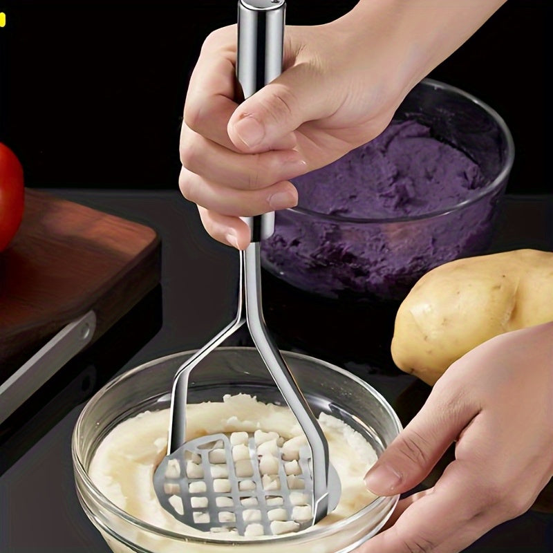 Stainless Steel Potato Ricer Masher - ձեռքով ձեռքի խոհանոցային մամլիչ գործիք բանջարեղենի, մրգերի, չլիցքավորված խոհանոցային սպասքի համար. տնային և դպրոցական պարագաների դիմացկուն բազմաֆունկցիոնալ ջարդիչ