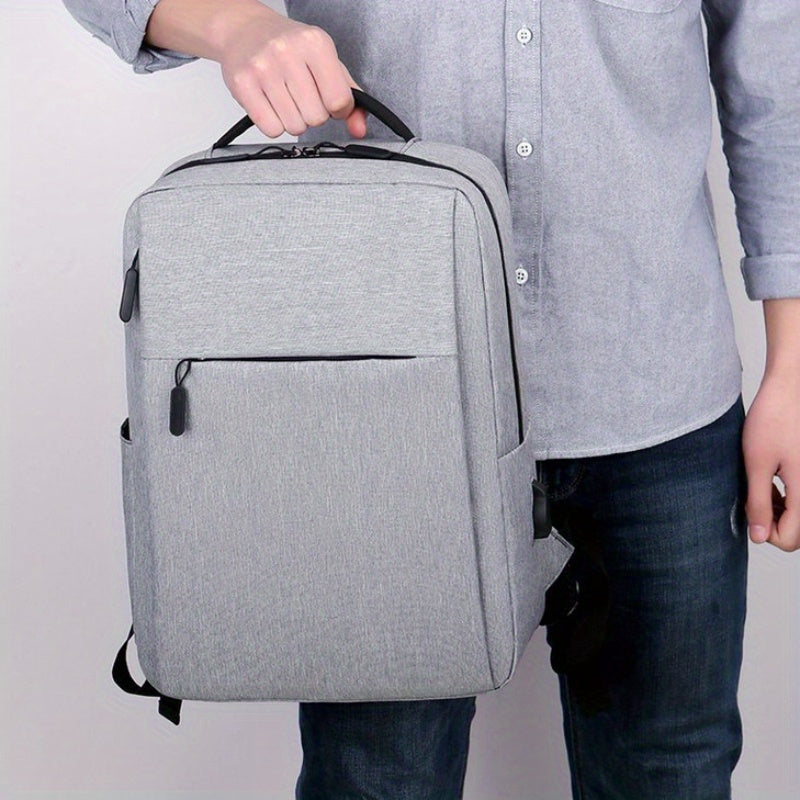 1pc Oxford Travel Backpack, Casual Style, Large Capacity, Multi-Functional Storage, Ideal for Commuting, School, Office, and Outings, Machine Washable, No Rechargeable Battery - Gray