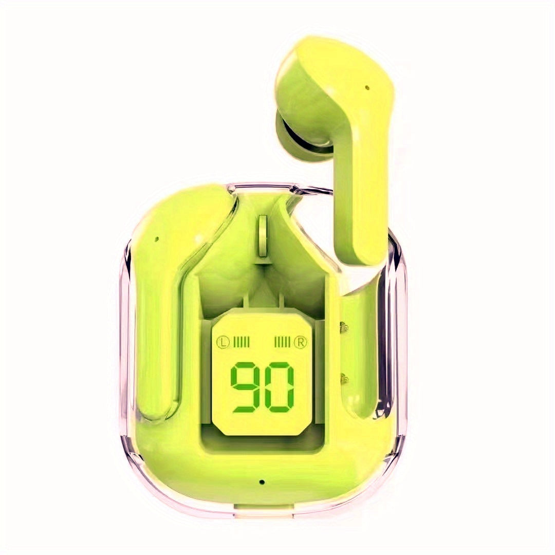Wireless TWS Headphones Transparent Case Headphones with Digital Power Display Wireless Gaming Headphones