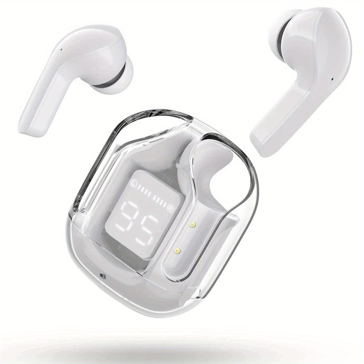 Wireless TWS Headphones Transparent Case Headphones with Digital Power Display Wireless Gaming Headphones