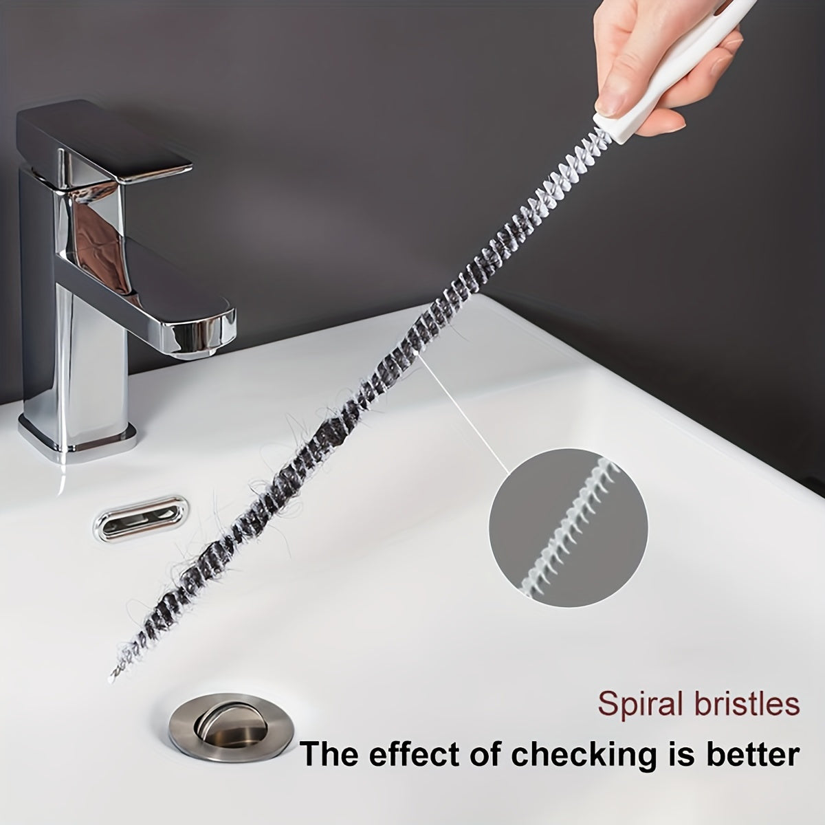 1pc Flexible Sink & Drain Cleaning Brush, Sewer Dredge Hair Clog Remover, Manual Plumbing Snake Tool for Toilet, Bathroom, Kitchen - No Electricity Needed