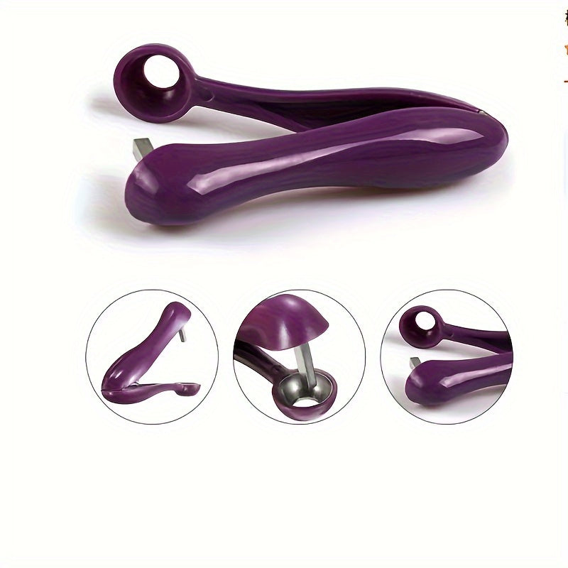 Quick Easy Cherry Pitter - Handheld Plastic Cherry & Olive Pitter Tool with Comfort Grip for Baking & Snacking - Portable Kitchen Gadget