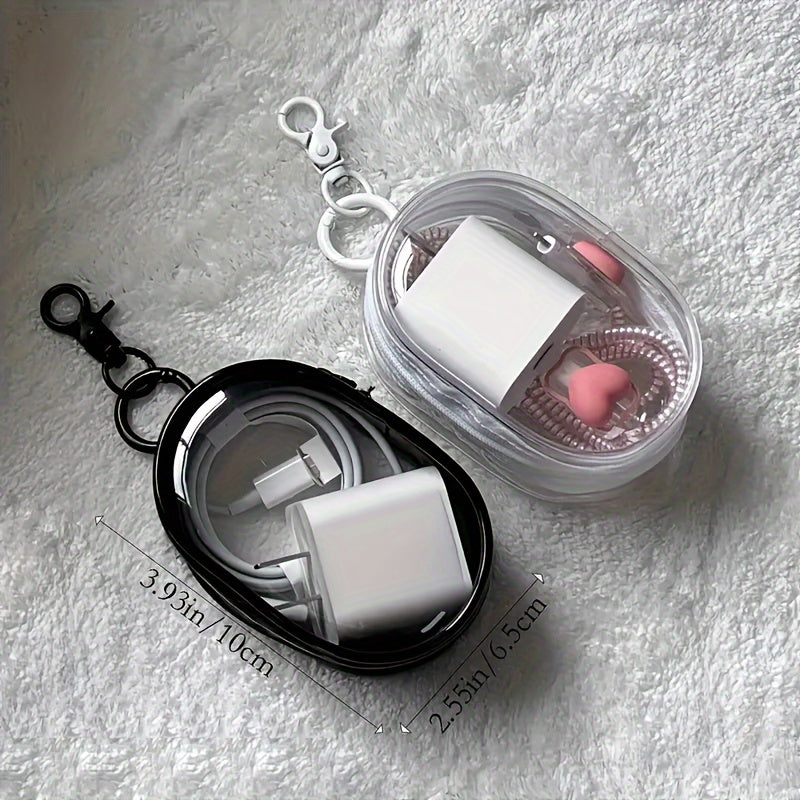 1pc Clear PVC Cable Organizer Box, Casual Style, Mini Portable Charger and Accessory Storage Case for Travel, Ideal for Headphones, Data Cables, and Chargers - Perfect for Christmas and New Year'S Gifts