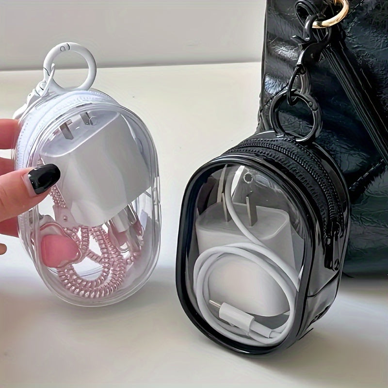 1pc Clear PVC Cable Organizer Box, Casual Style, Mini Portable Charger and Accessory Storage Case for Travel, Ideal for Headphones, Data Cables, and Chargers - Perfect for Christmas and New Year'S Gifts