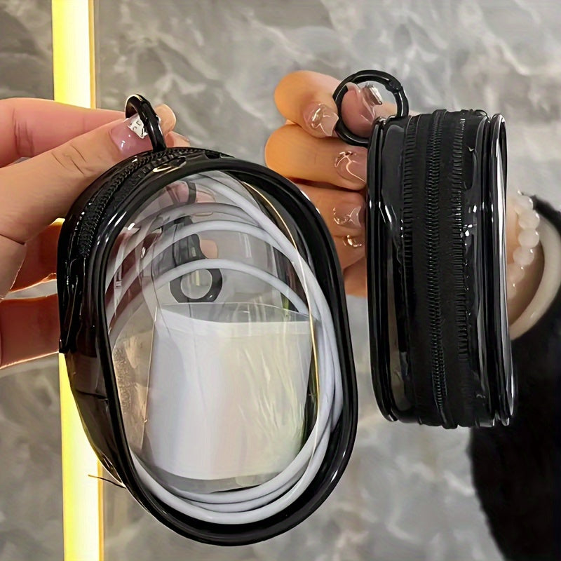 1pc Clear PVC Cable Organizer Box, Casual Style, Mini Portable Charger and Accessory Storage Case for Travel, Ideal for Headphones, Data Cables, and Chargers - Perfect for Christmas and New Year'S Gifts