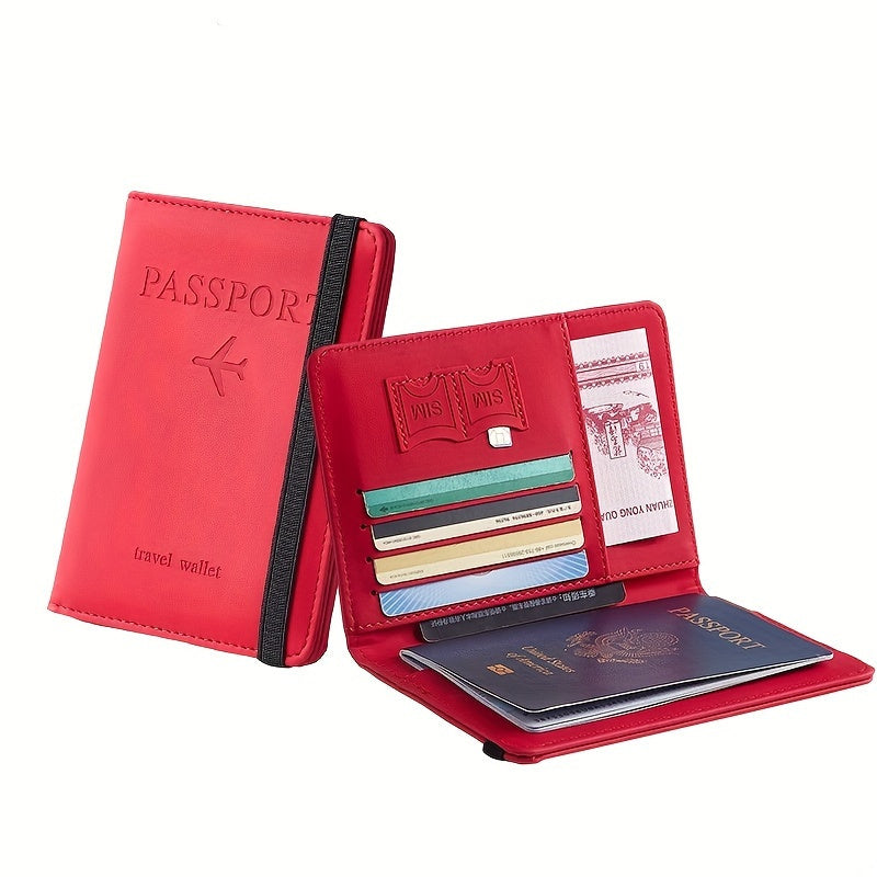 1pc Stylish RFID Blocking Passport Holder - Slim Travel Wallet & Card Organizer in Light Blue or Charcoal, Multi-Functional Design for Airplane Tickets and Cards, Secure Travel Wallet | Sleek Travel Accessory | Wallet, Passpo
