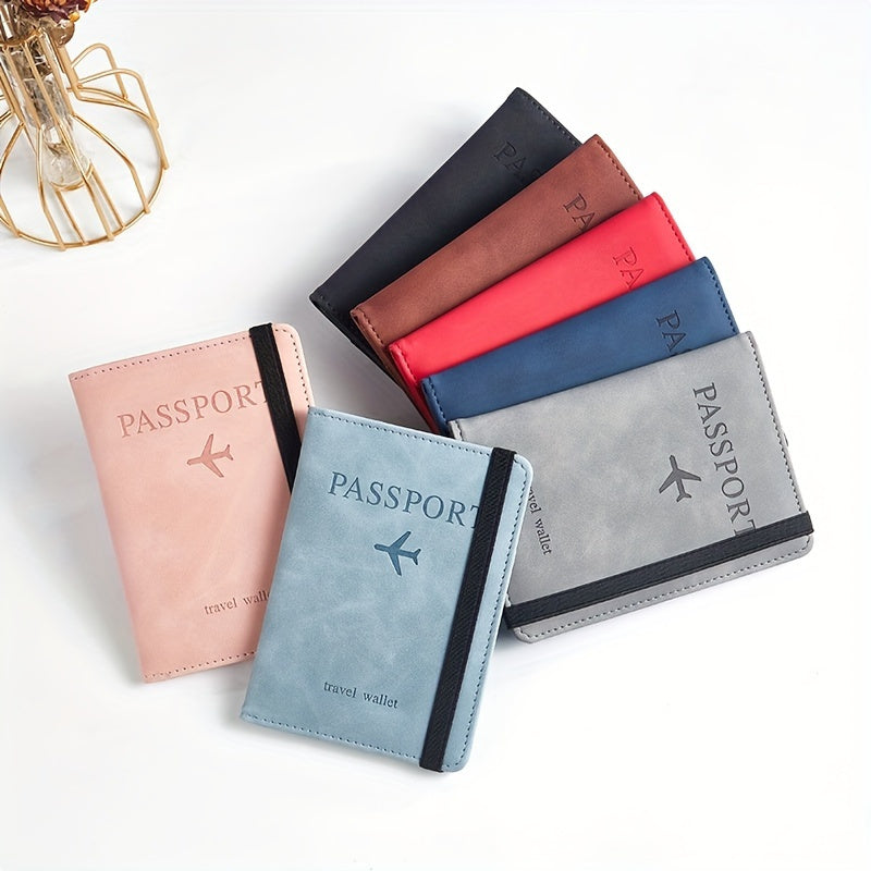 1pc Stylish RFID Blocking Passport Holder - Slim Travel Wallet & Card Organizer in Light Blue or Charcoal, Multi-Functional Design for Airplane Tickets and Cards, Secure Travel Wallet | Sleek Travel Accessory | Wallet, Passpo