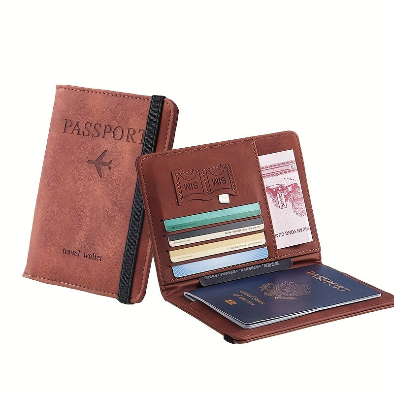 1pc Stylish RFID Blocking Passport Holder - Slim Travel Wallet & Card Organizer in Light Blue or Charcoal, Multi-Functional Design for Airplane Tickets and Cards, Secure Travel Wallet | Sleek Travel Accessory | Wallet, Passpo