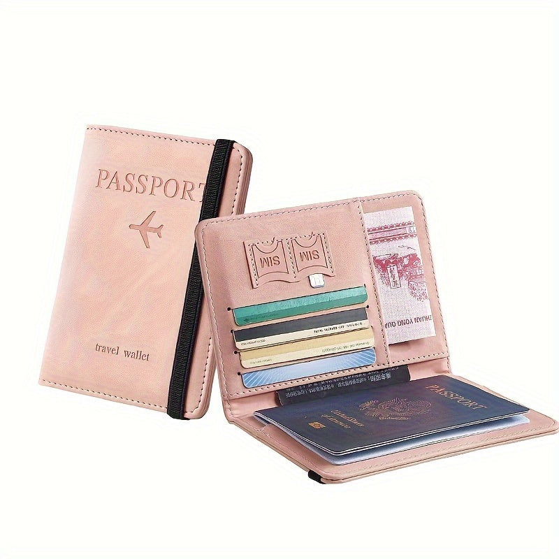 1pc Stylish RFID Blocking Passport Holder - Slim Travel Wallet & Card Organizer in Light Blue or Charcoal, Multi-Functional Design for Airplane Tickets and Cards, Secure Travel Wallet | Sleek Travel Accessory | Wallet, Passpo