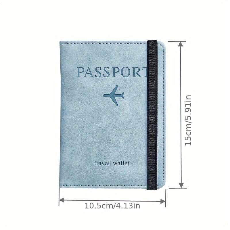1pc Stylish RFID Blocking Passport Holder - Slim Travel Wallet & Card Organizer in Light Blue or Charcoal, Multi-Functional Design for Airplane Tickets and Cards, Secure Travel Wallet | Sleek Travel Accessory | Wallet, Passpo