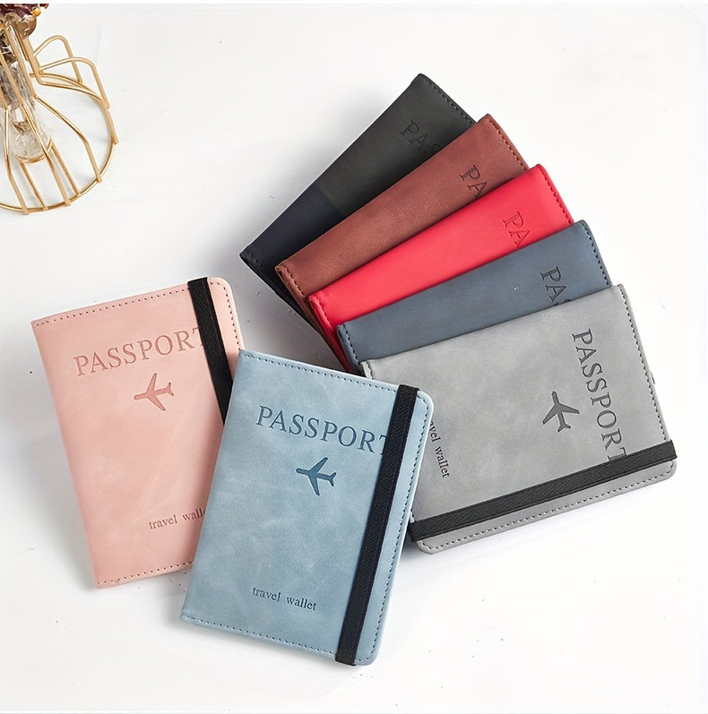1pc Stylish RFID Blocking Passport Holder - Slim Travel Wallet & Card Organizer in Light Blue or Charcoal, Multi-Functional Design for Airplane Tickets and Cards, Secure Travel Wallet | Sleek Travel Accessory | Wallet, Passpo