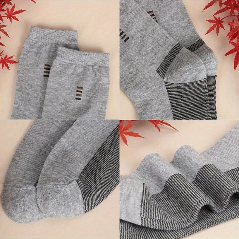 5 Pairs of Men'S Long Socks - Soft, Comfortable, Durable, Casual, Simple Fashion in Black, Large Size, Mid-Calf Length