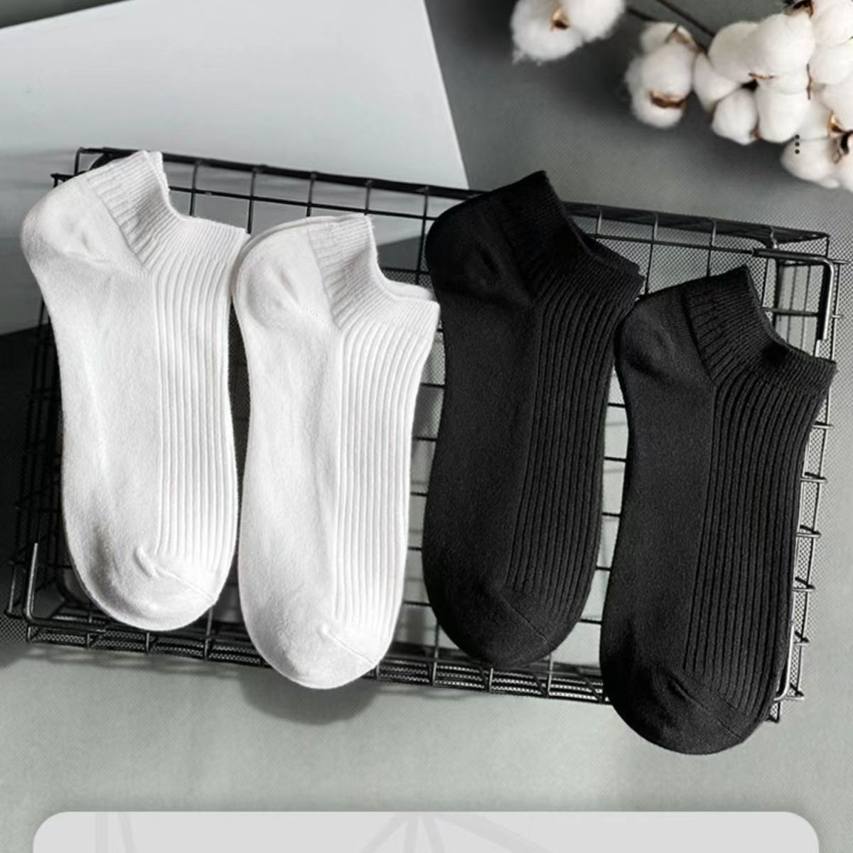 10/20/30/50 Pairs of Socks Spring/Summer Sweat Absorbing Men's and Women's Style Small White Socks Simple and Versatile High-looking Short Socks Boat Socks