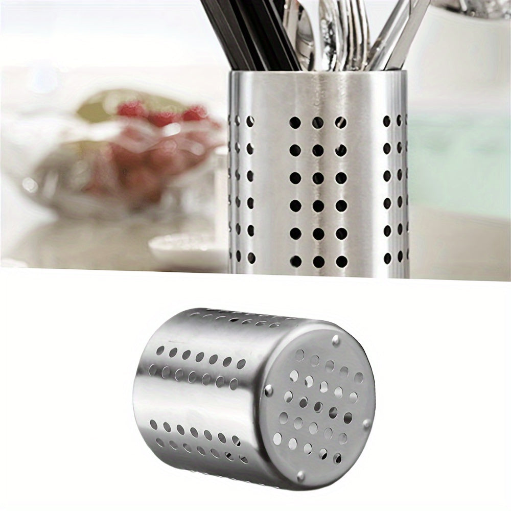 Stainless Steel Utensil Holder - Multipurpose Kitchen Organizer Caddy for Chopsticks, Spoons, Forks, Knives - Food-Safe Cutlery Storage for Home & Commercial Use